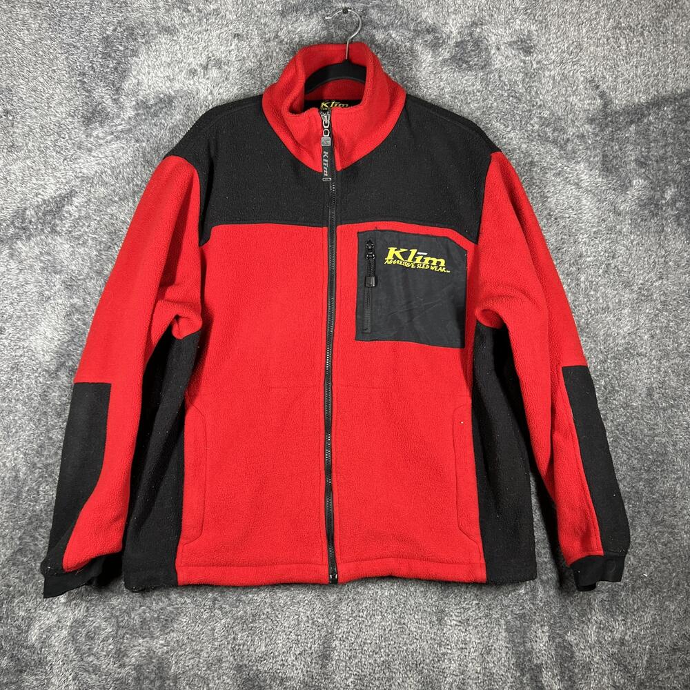 Klim Jacket Mens L Red Windbreaker Full Zip Chest Pocket Aggressive Sledwear